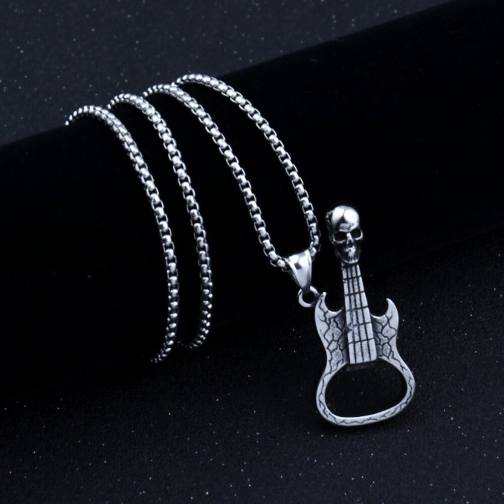 ππ΅MUSIC LOVER GUITAR SILVER COLOR NECKLACE - GIFT FOR LOVED ONES, N90201P102 - Picture 9 of 9